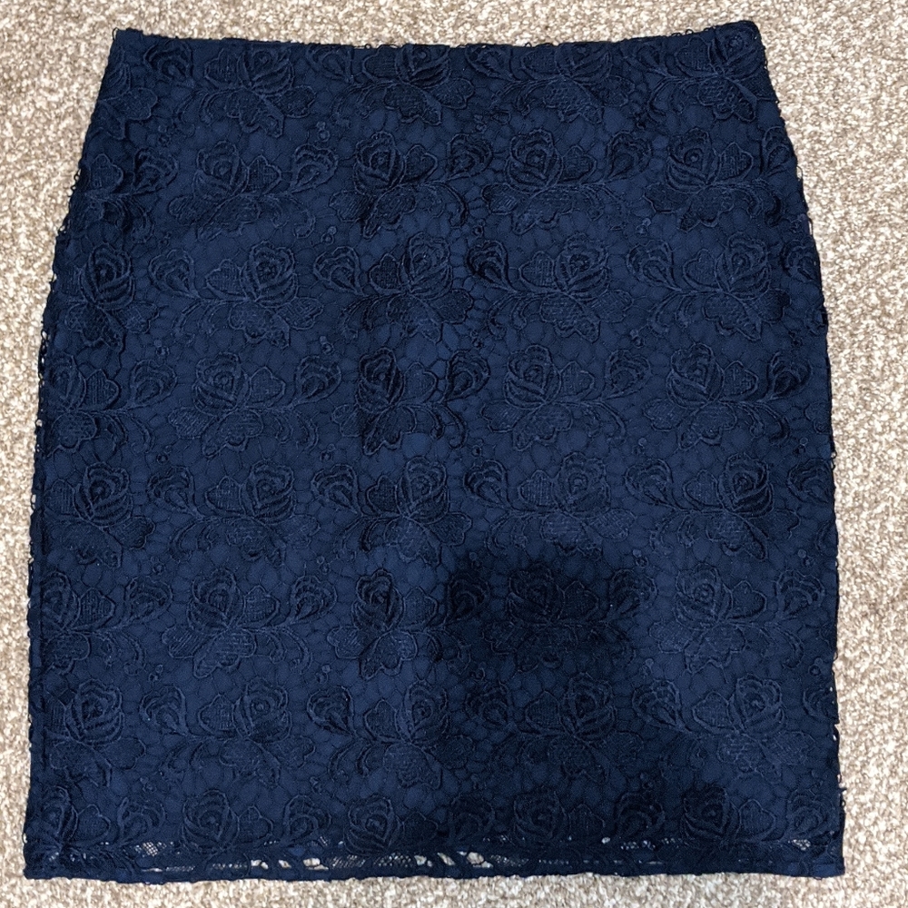 Navy Lace Banana Republic Pencil Skirt
